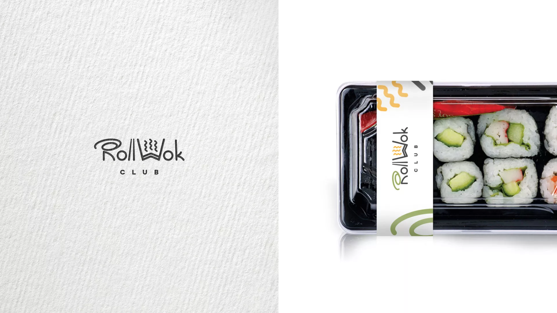 Разработка наклеек для суши-бара «Roll Wok Club» в Магасе